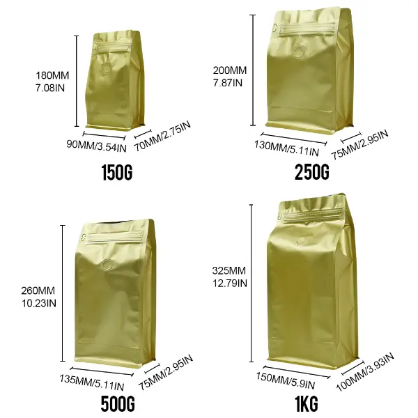 250G Stock Coffee Bag dimensione Tasca Sacco a fondo piatto
