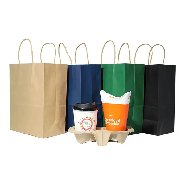 Sacchetti regalo di carta kraft media ecocompatibili usati per il cibo da asporto e i regali di caffè