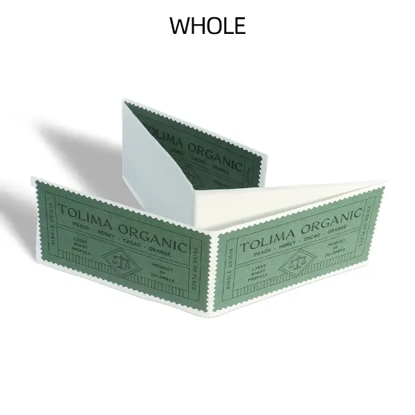 Design di etichette adesive di carta piegata per confezioni di caffè specialty