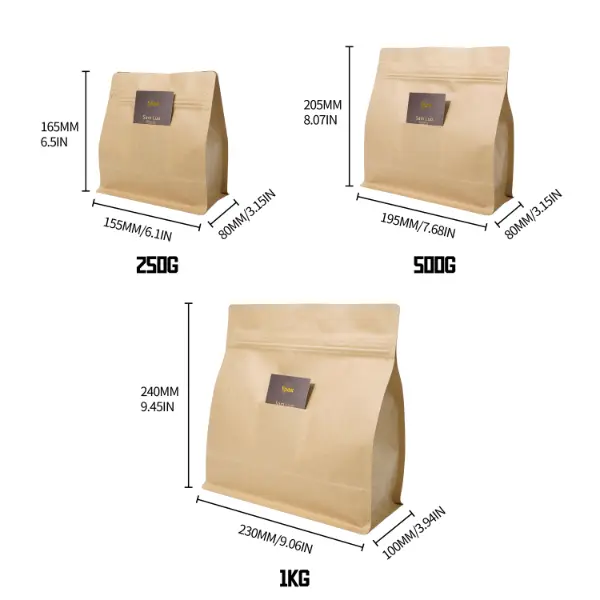 Guida orizzontale delle buste per caffè per 250g, 500g e 1kg
