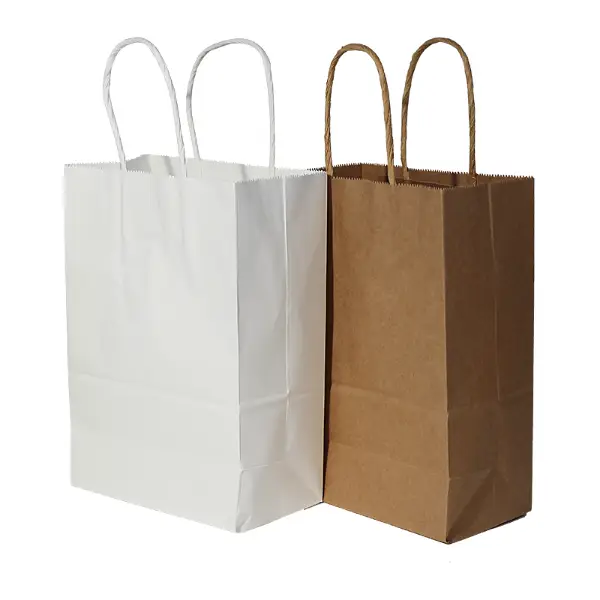 Piccole buste regalo Kraft e carta bianca con manico