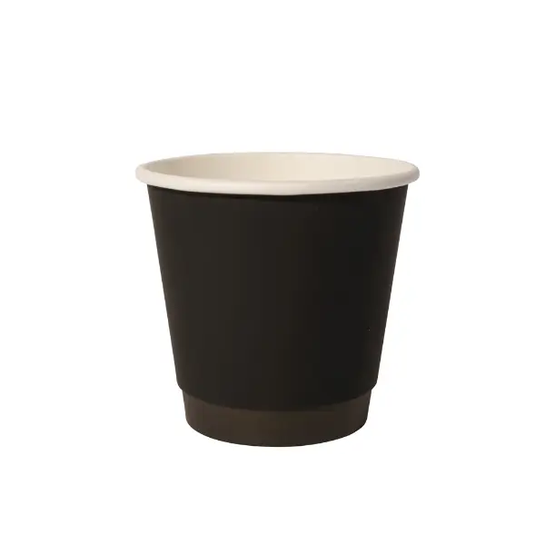 Singolo bicchiere di carta nera soft touch con isolamento a doppia parete per bevande calde