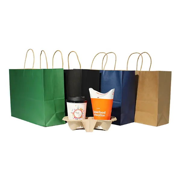 Sacchetti regalo in carta kraft XL con maniglie disponibili in varie opzioni di colori solidi