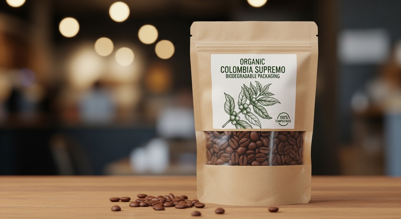 Confezione biodegradabile dei chicchi di caffè