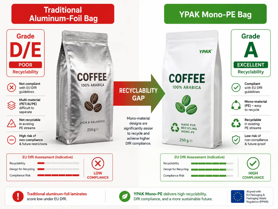 Mono-PE vs sacchetti di caffè in alluminio