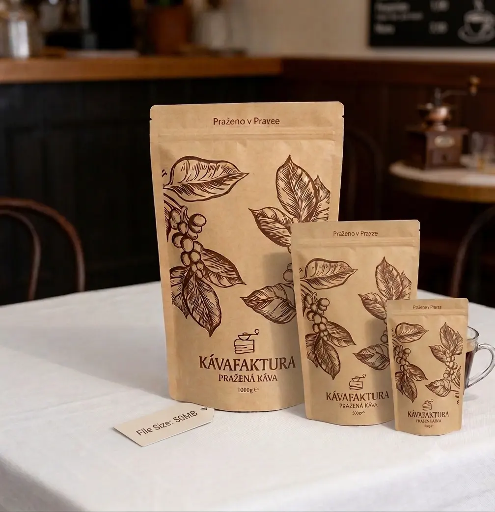Una busta orizzontale di caffè all'ingrosso