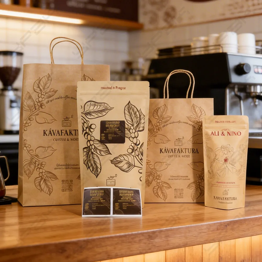 Kit di imballaggio per caffè in carta Kraft