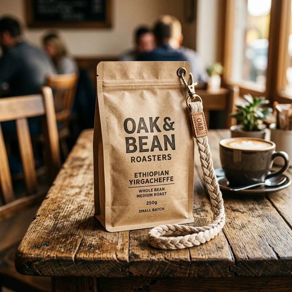 Un Kraft_paper_coffee_bag_lanyard