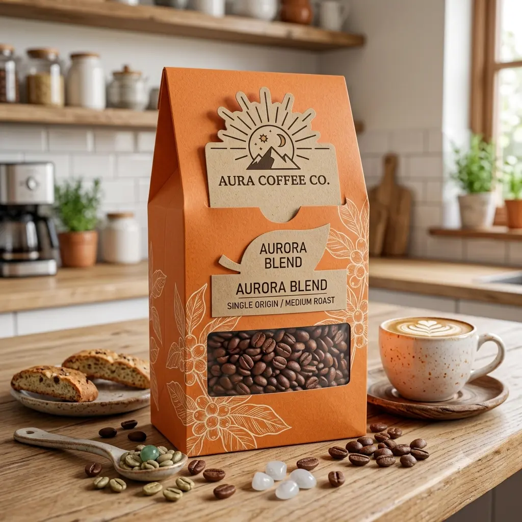 sacchetti-caffè stampati con scomparti di cartolina