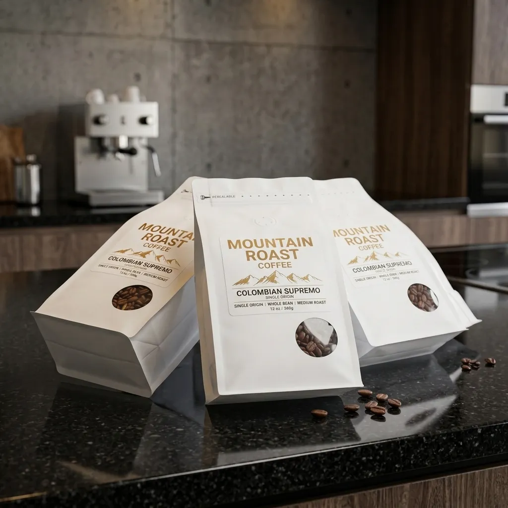 sacchetti di caffè su misura orizzontali a base piatta