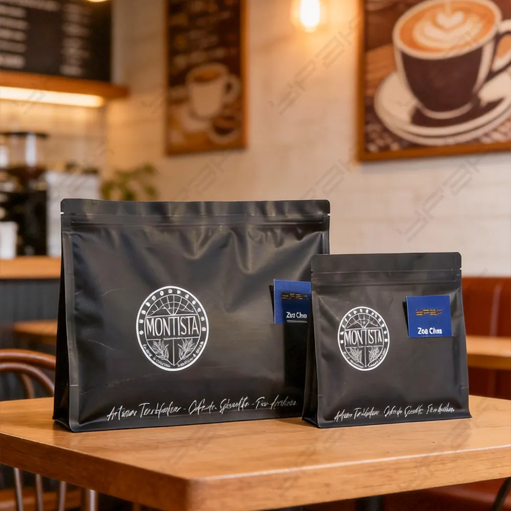 Sacchetti di caffè riciclabili con fessura per cartoni
