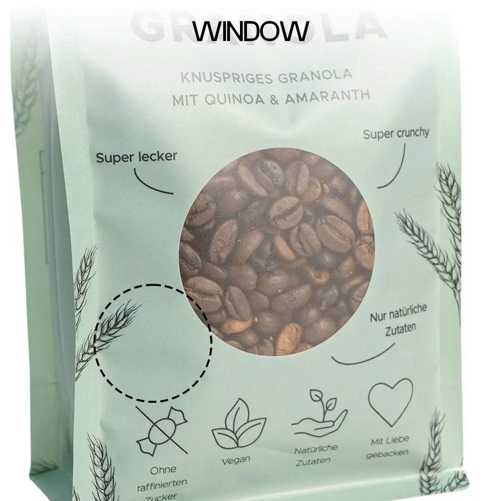 Sacchetti di caffè piatti riciclabili con fondo piatto