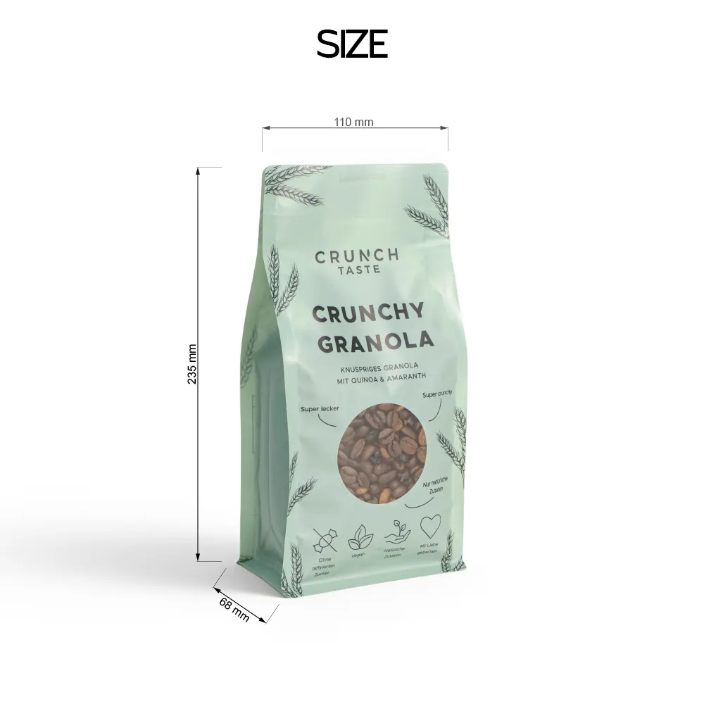 Sacchetti di caffè piatti riciclabili con fondo piatto