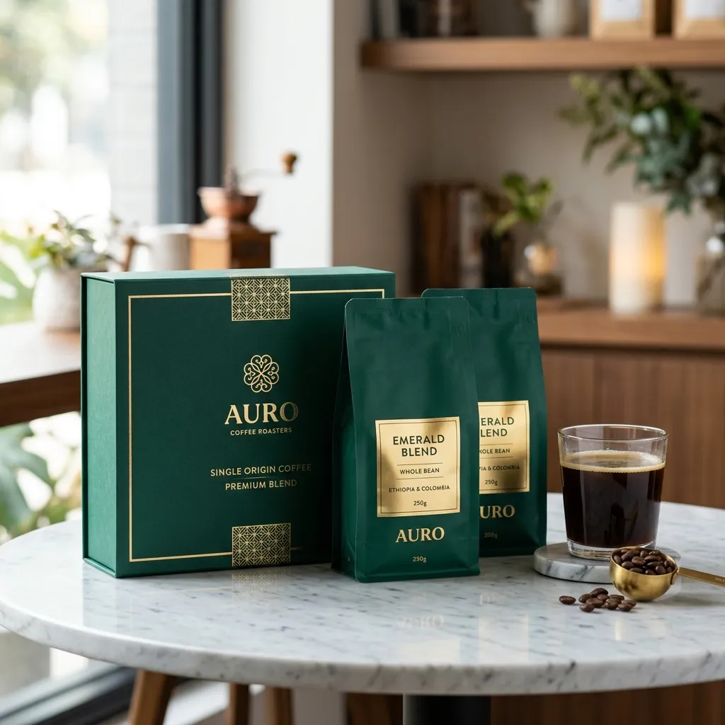 set di confezioni personalizzate per borse da caffè