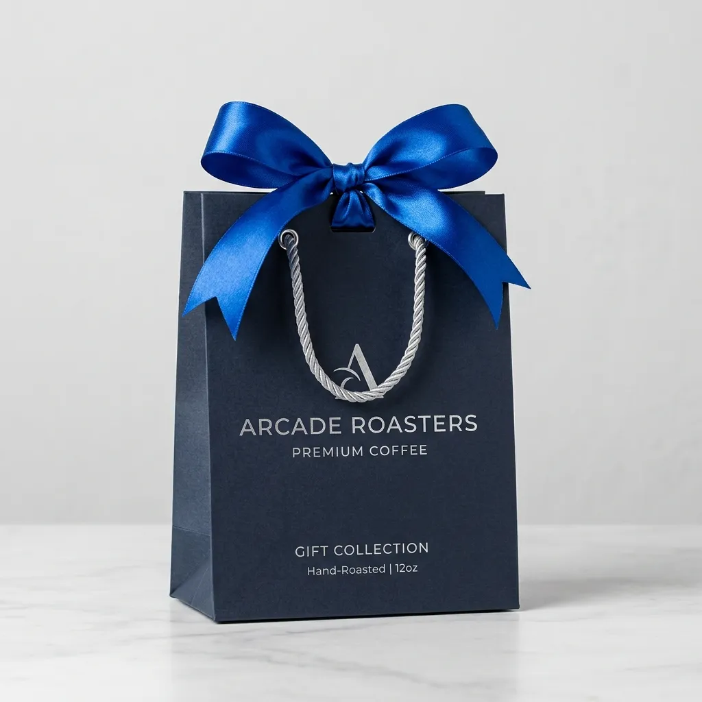 Sacchetto-regalo-caffè stampato con nastro