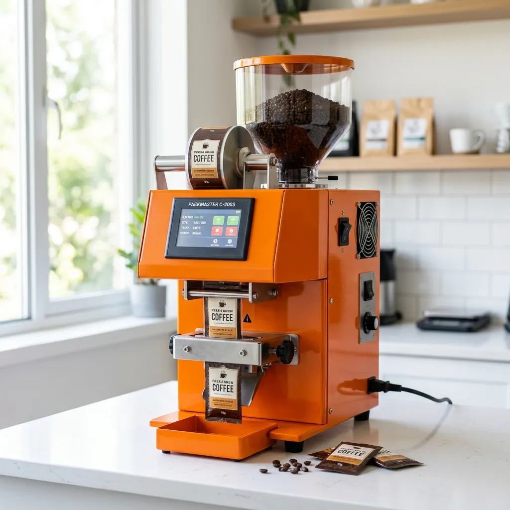 Macchina semiautomatica per sigillare sacchetti di caffè