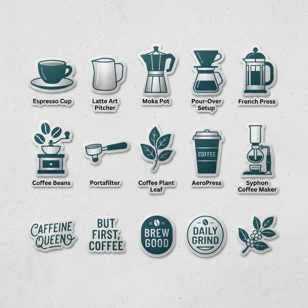 fasci di etichette per caffè e adesivi