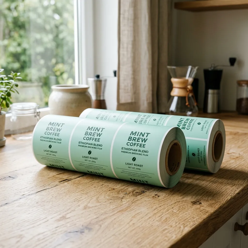 Mint_green_packaging_roll_paper sul tavolo