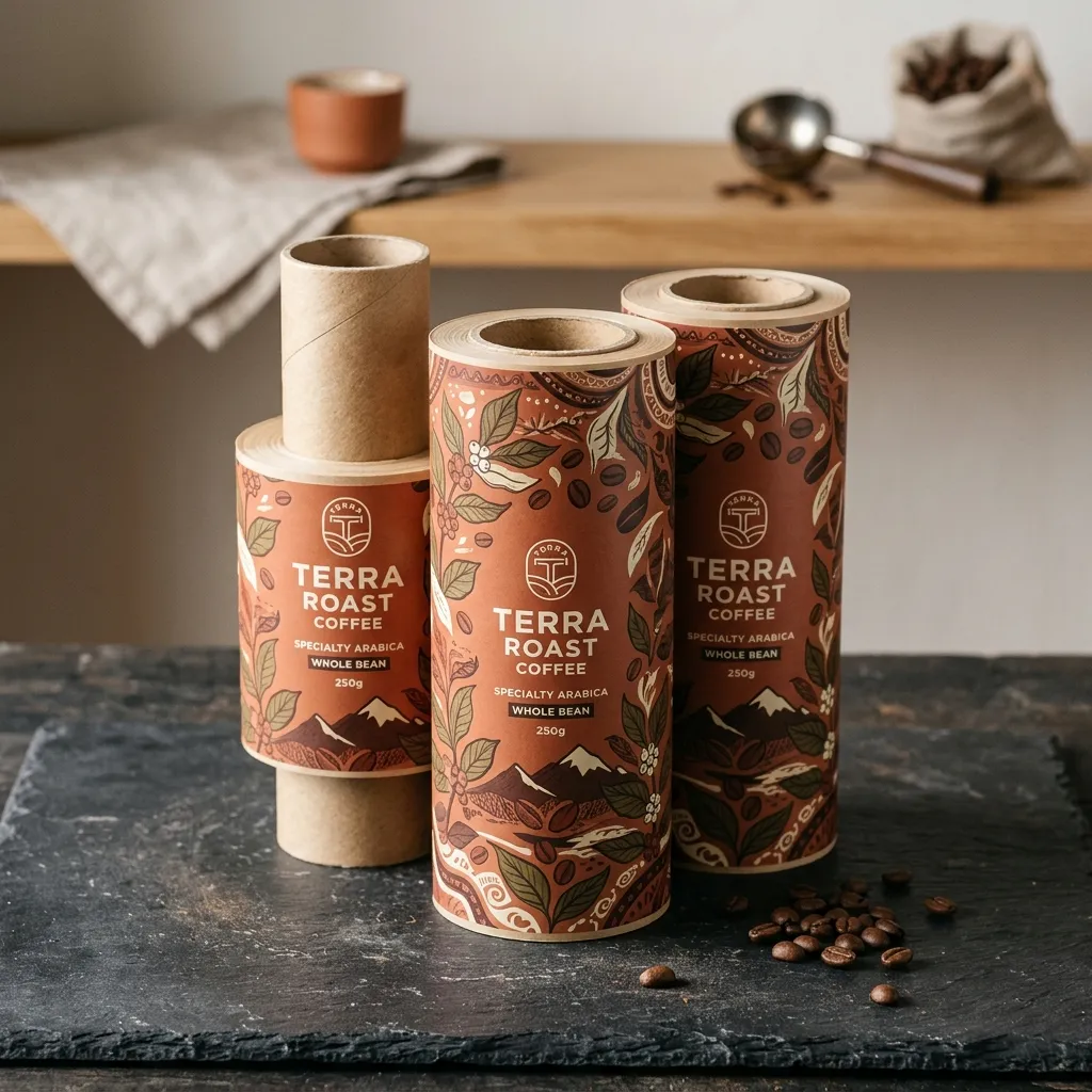 Printed_packaging_film_rolls_stack marrone