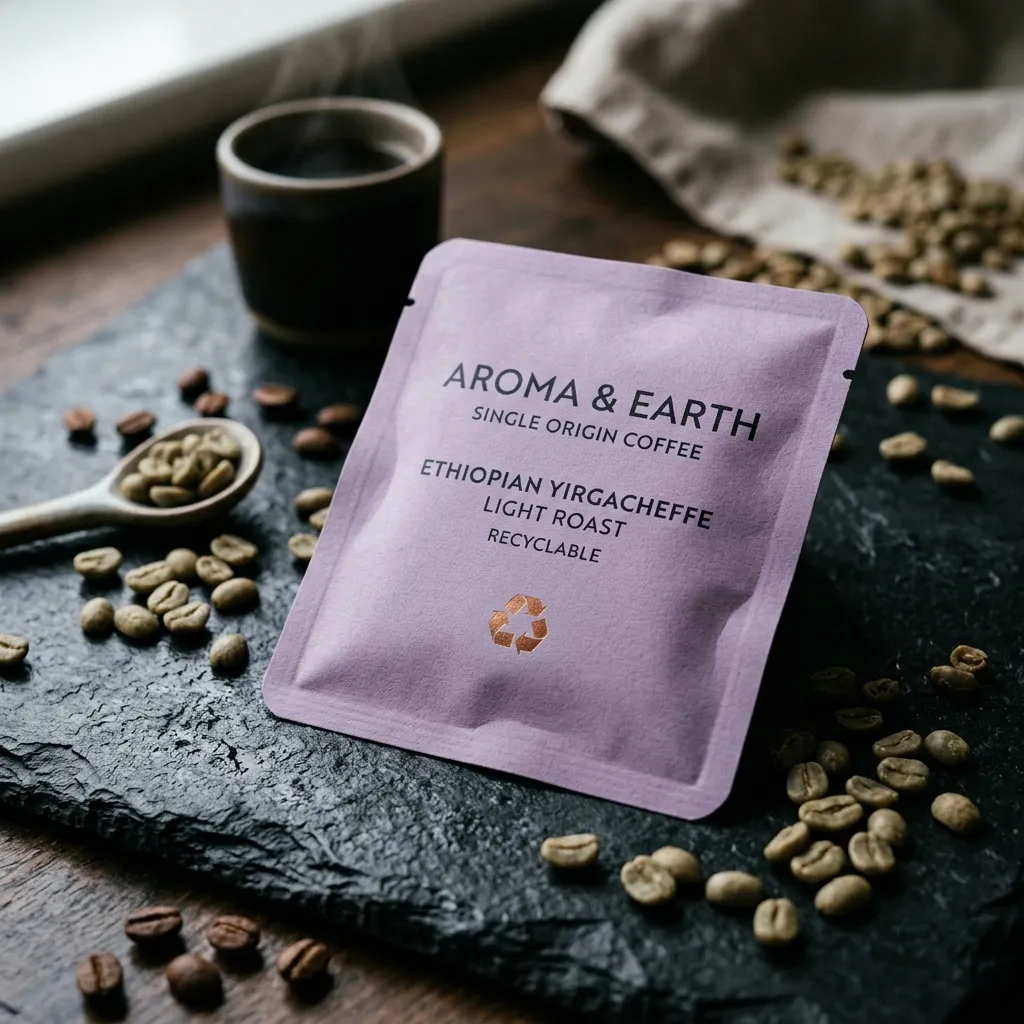 Sacchetti di carta riciclabili e caffè