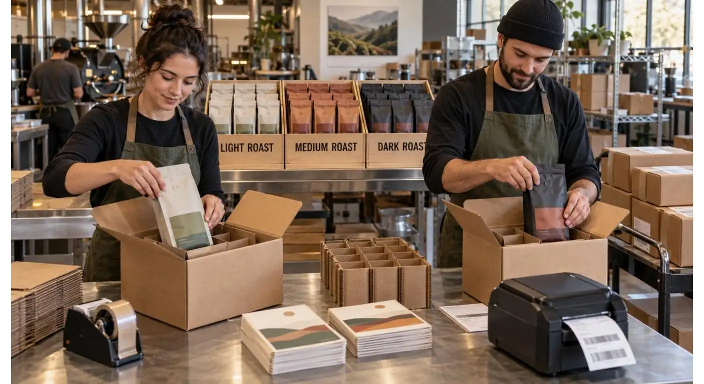 Confezione per scatole di abbonamento al caffè