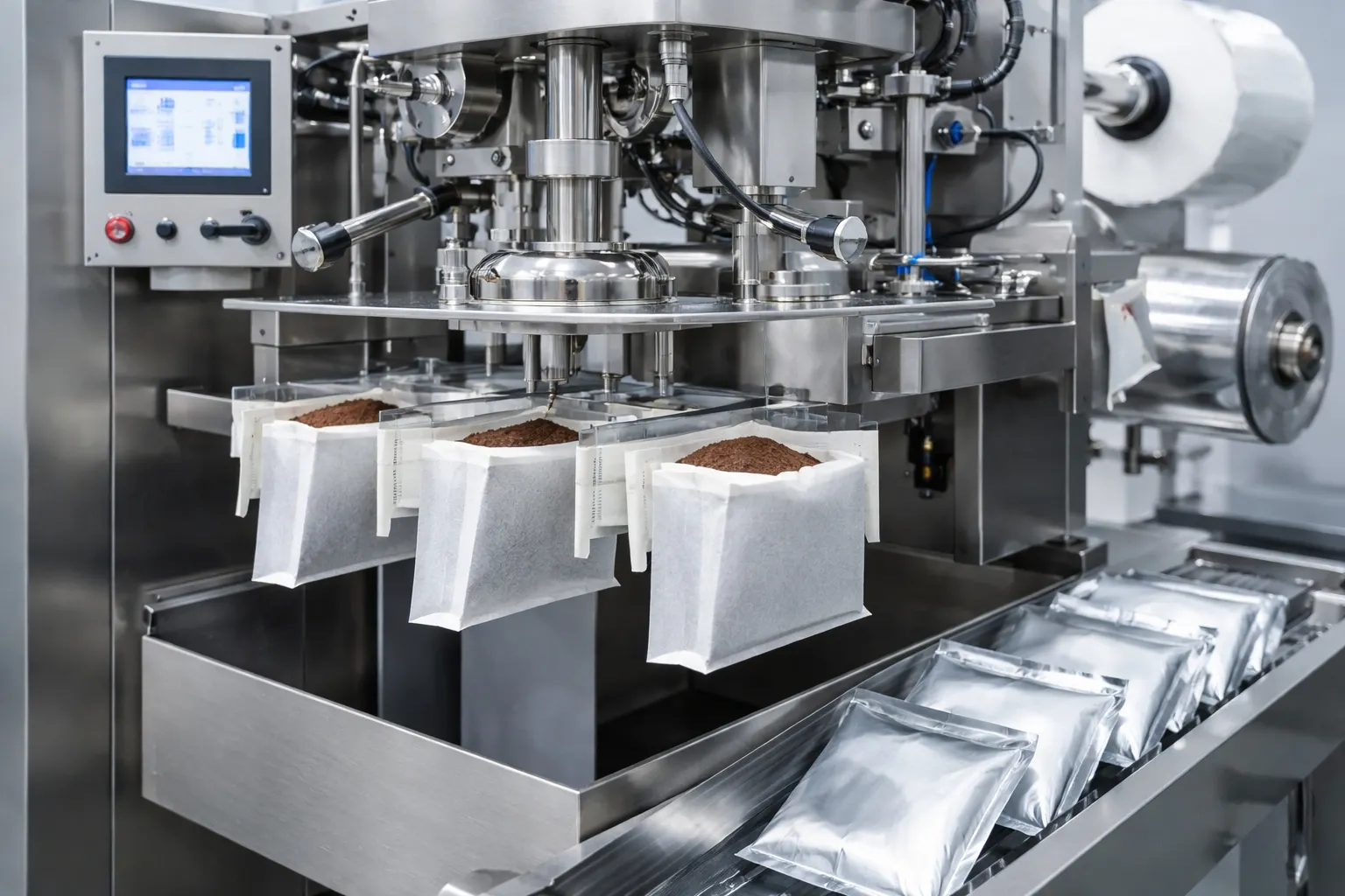 Macchina per imballaggio di sacchetti da caffè a gocce
