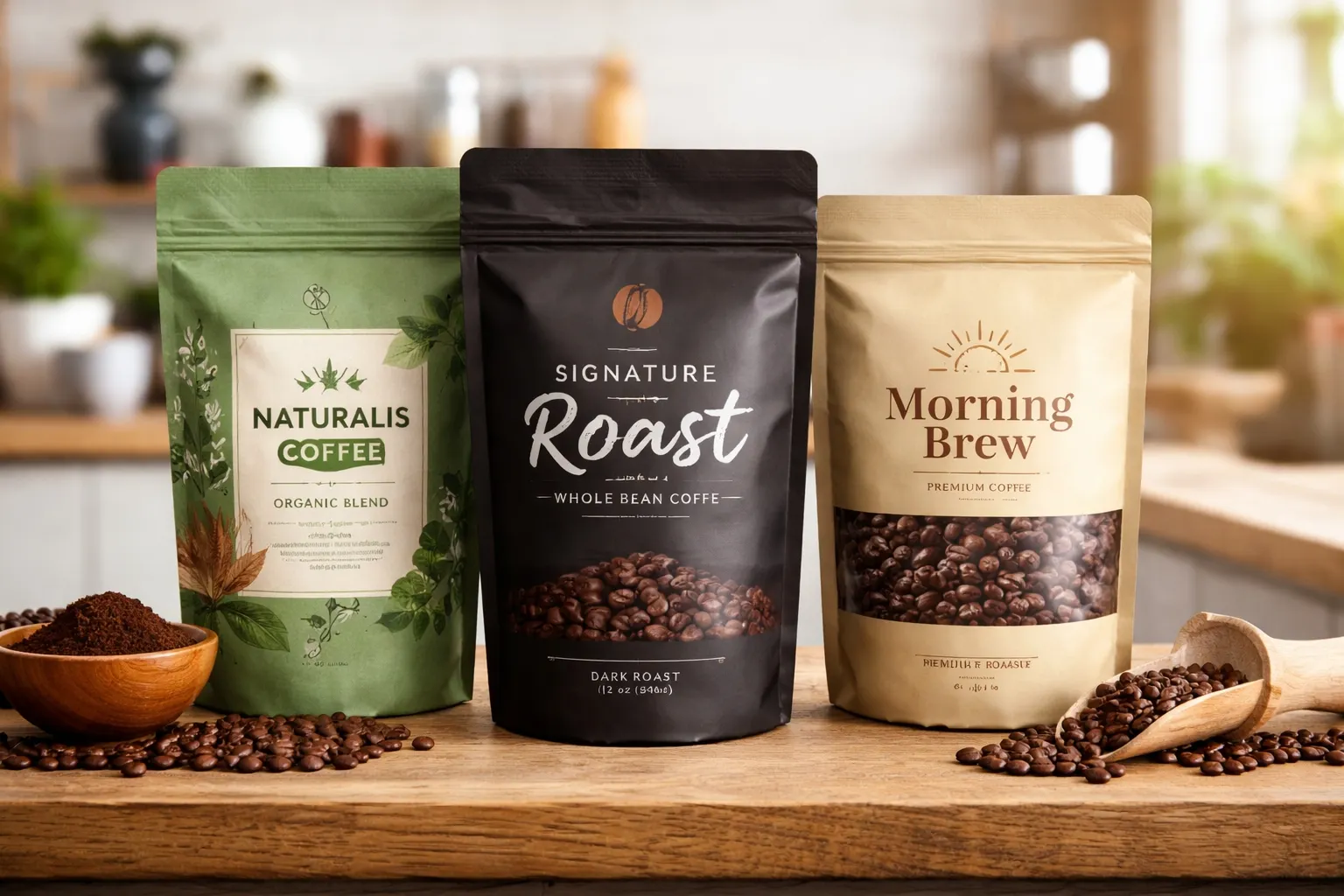 Confezione per caffè in busta verticale per freschezza e crescita