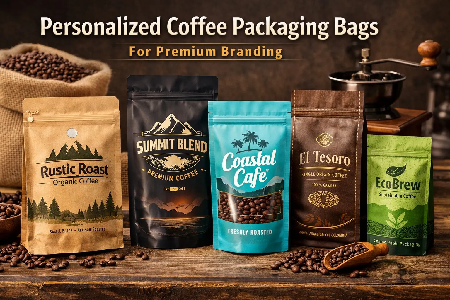 Sacchetti personalizzati per il packaging del caffè per il marchio premium