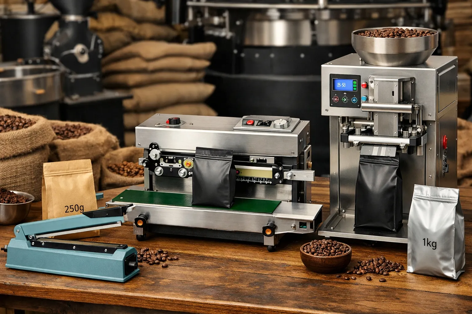 Piccole macchine per imballaggio del caffè per torrefattori e caffè