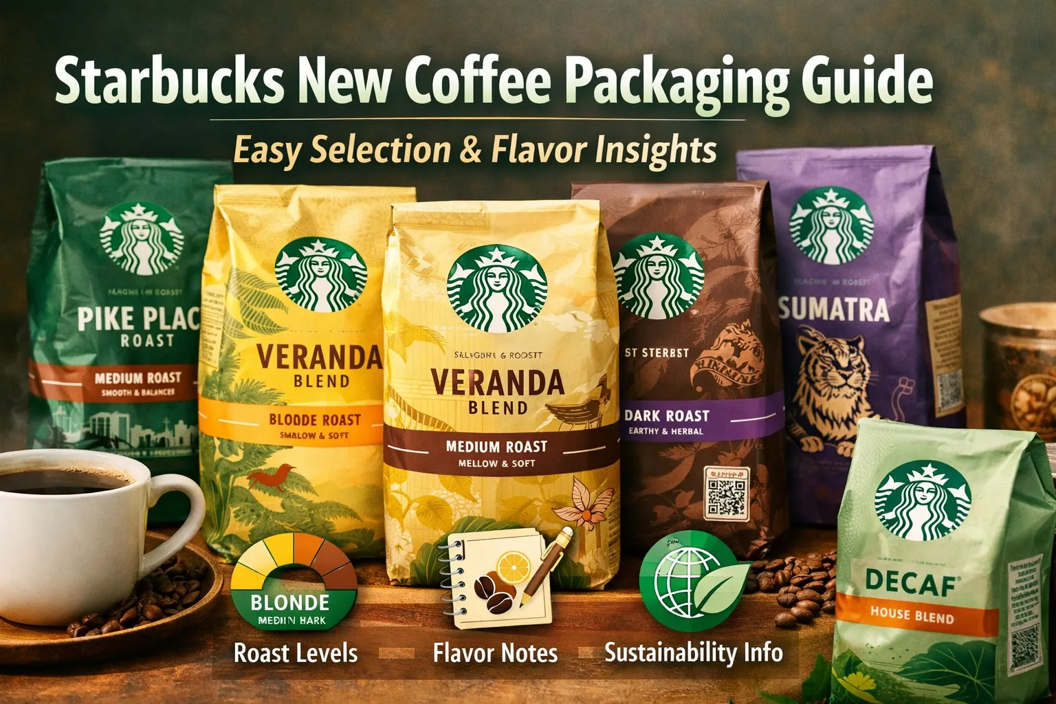 Guida al nuovo packaging del caffè Starbucks