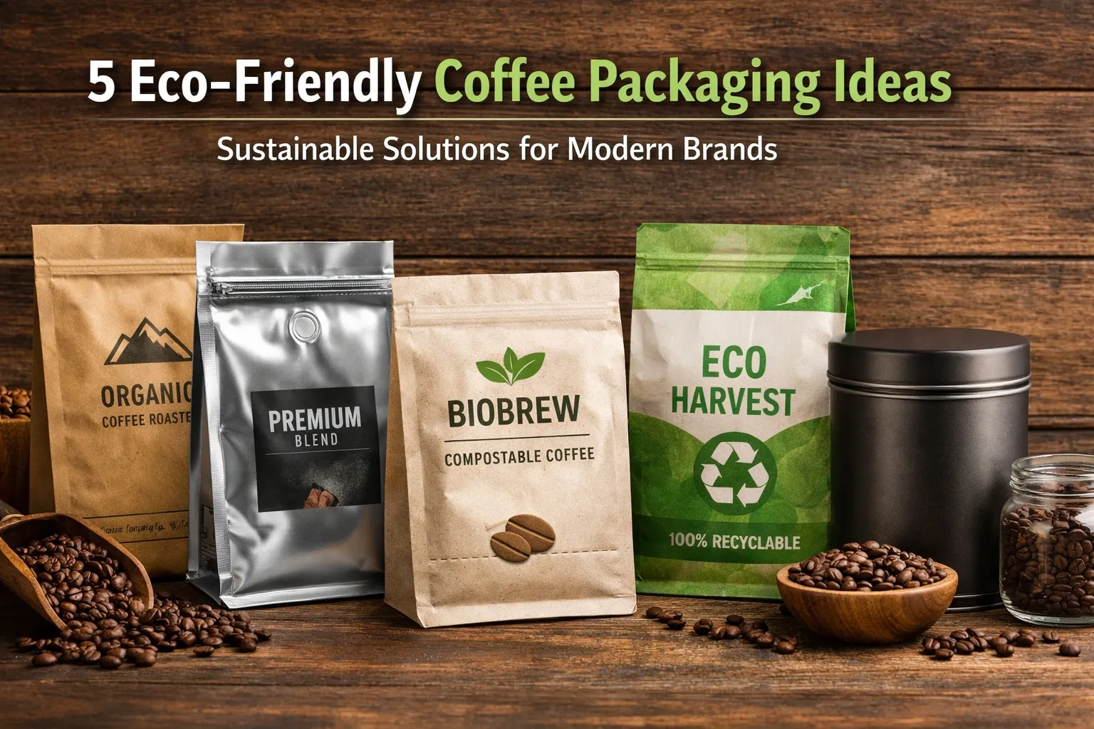 Idee per sacchetti di caffè ecologici per marchi moderni